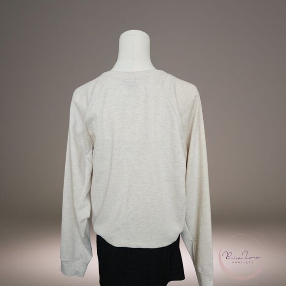 Express Heathered Oatmeal Cropped Sweatshirt Women’s Medium – Raglan Sleeve Soft - Picture 2 of 10